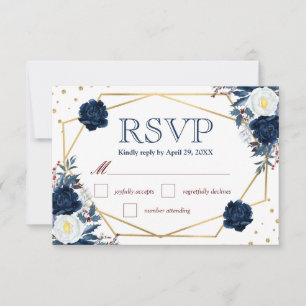 Boho Watercolor Winter Flowers Wedding RSVP Card