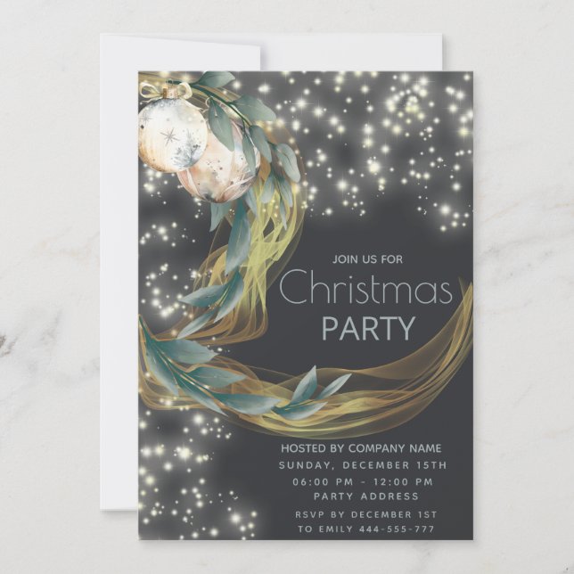 Boho watercolor winter greenery  modern Christmas  Invitation (Front)