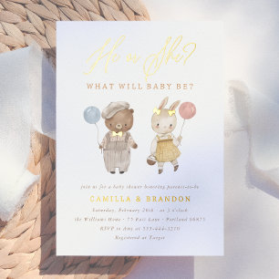 Boho Watercolor Woodland Animals Gender Reveal