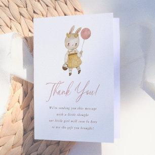 Boho Watercolor Woodland Bunny Gender Reveal Thank You Card