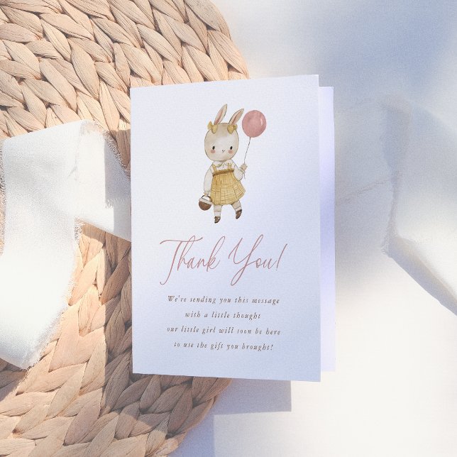 Boho Watercolor Woodland Bunny Gender Reveal Thank You Card (Creator Uploaded)
