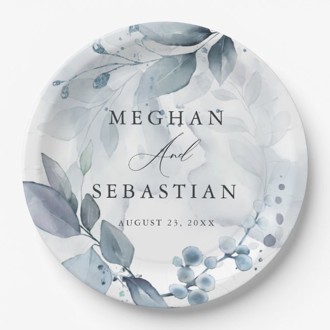 BOHO Watercolor Woodland Foliage  Paper Plate (Front)