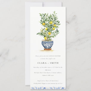 Boho Watercolor Yellow Lemon Tree Couples Shower Invitation