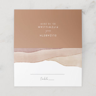 Boho Watercolour Abstract Caramel Mocha Folded Place Card