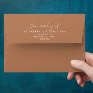 Boho Watercolour Abstract Caramel Mocha Wedding Envelope