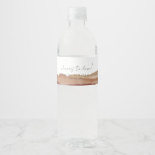 Boho Watercolour Abstract 𝄅 Cheers to Love Water Bottle Label