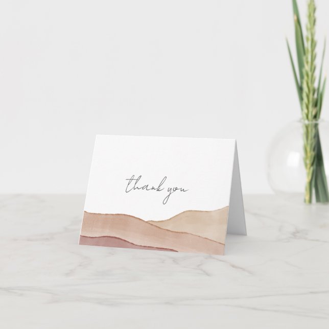 Boho Watercolour Abstract Folded  Thank You Card (Front)