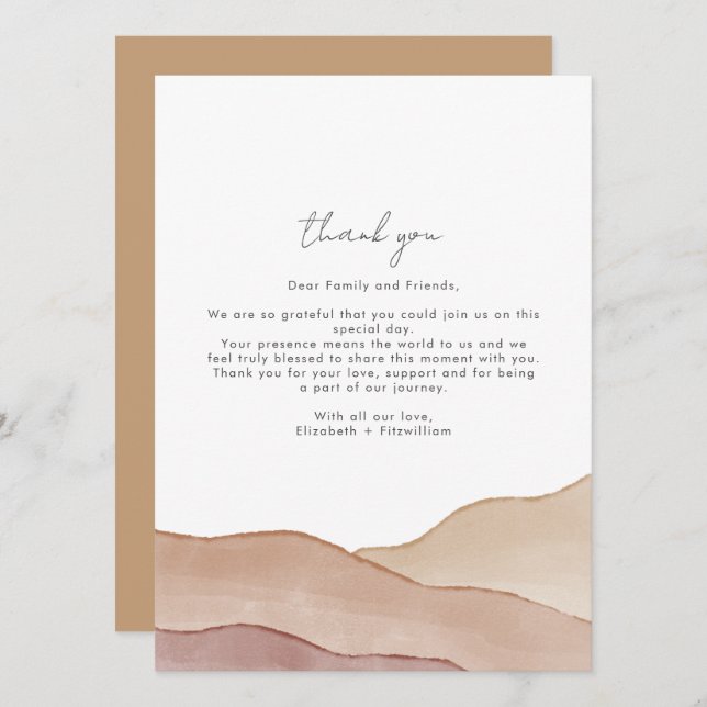 Boho Watercolour Abstract | Gentle Fawn      Menu (Front/Back)