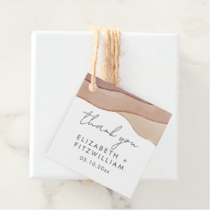 Boho Watercolour Abstract Gentle Fawn Thank You Favour Tags