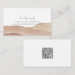 Boho Watercolour Abstract QR Wedding Website RSVP Enclosure Card