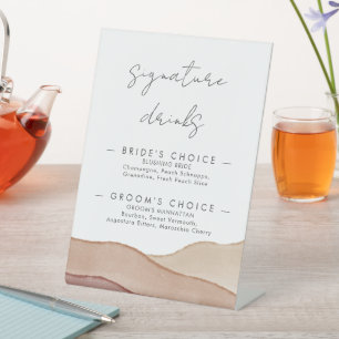 Boho Watercolour Abstract   Signature Drinks    Pedestal Sign