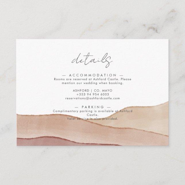 Boho Watercolour Abstract | Wedding Details  Enclosure Card (Front)