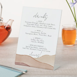 Boho Watercolour Abstract   Wedding Drinks Menu    Pedestal Sign