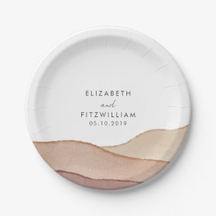Boho Watercolour Abstract Wedding Paper Plate
