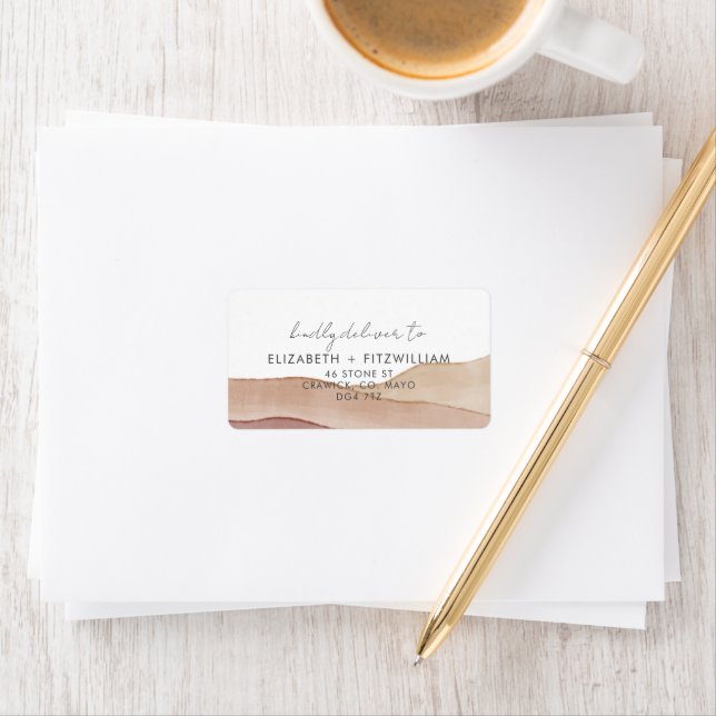 Boho Watercolour Abstract 𝄅 Wedding RSVP Address  Label (Insitu)