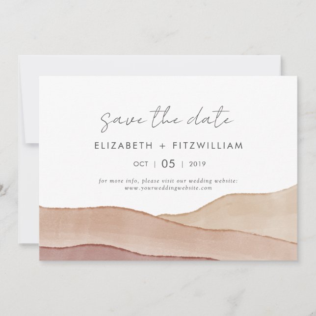 Boho Watercolour Abstract Wedding  Save The Date (Front)