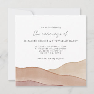 Boho Watercolour Abstract Wedding Square Invitation