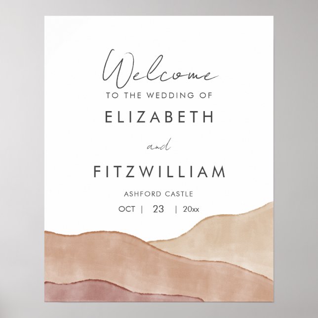 Boho Watercolour Abstract | Wedding Welcome Poster (Front)