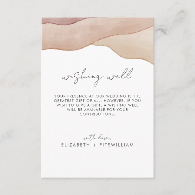 Boho Watercolour Abstract | Wedding Wishing Well   Enclosure Card (Front)