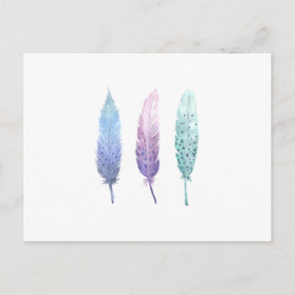 Boho Watercolour Feather Trio Postcard