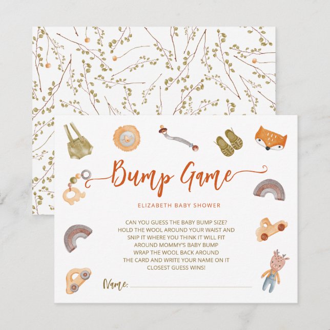 Boho Waterolor Baby Shower Bump Game Enclosure Car (Front/Back)