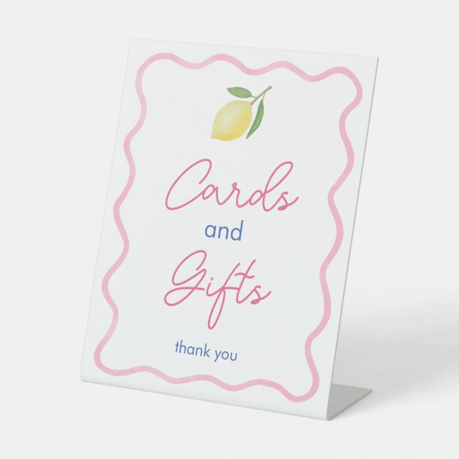 Boho Wavy Border Citrus Cards & Gifts Baby Shower Pedestal Sign (Front)