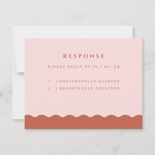 Boho Wavy Edge Terracotta & Blush Wedding RSVP Card (Front)