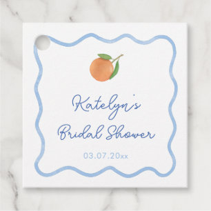 Boho Wavy Line Citrus Main Squeeze Bridal Shower Favour Tags