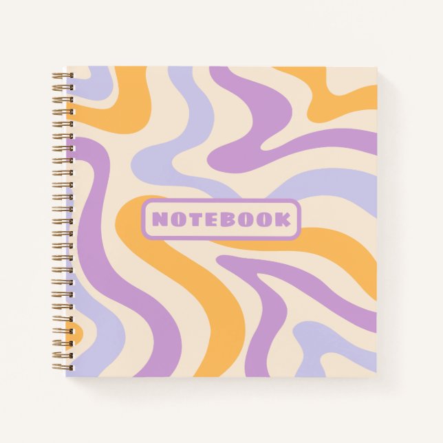 Boho Wavy Lines in Retro Pastels  Notebook (Front)