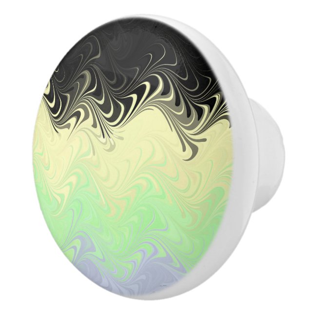 Boho Wavy Marbled Abstract Cassgender Pride Flag Ceramic Knob (Right)