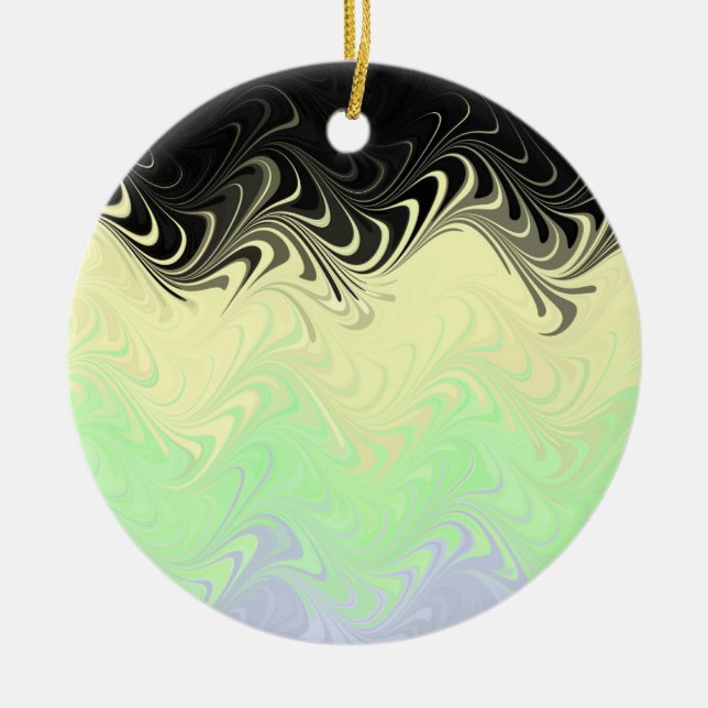Boho Wavy Marbled Abstract Cassgender Pride Flag Ceramic Tree Decoration (Front)