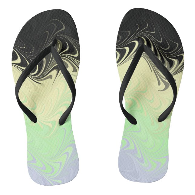 Boho Wavy Marbled Abstract Cassgender Pride Flag Flip Flops (Footbed)