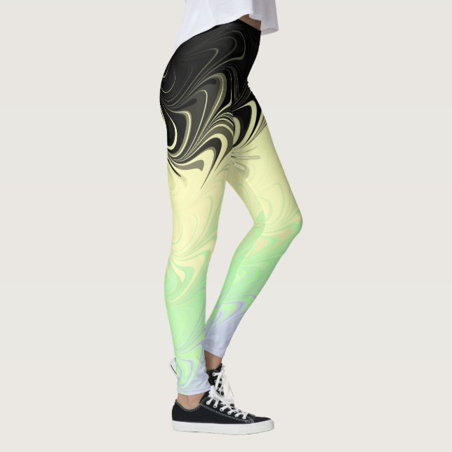 Boho Wavy Marbled Abstract Cassgender Pride Flag Leggings (Right)