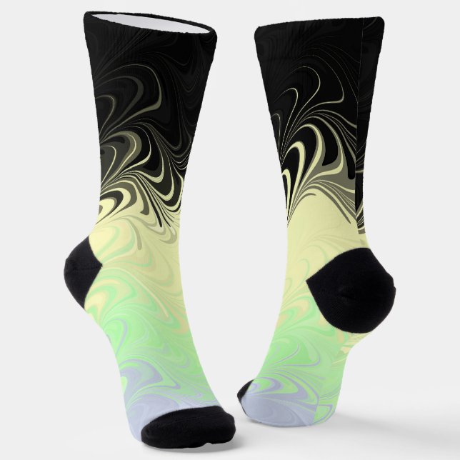 Boho Wavy Marbled Abstract Cassgender Pride Flag Socks (Angled)
