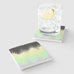 Boho Wavy Marbled Abstract Cassgender Pride Flag Stone Coaster