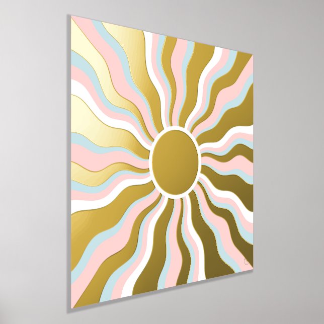Boho Wavy Sun Rays Retro Design Foil Prints (Laydown)