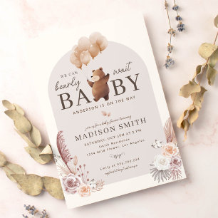 Boho We Can Bearly Wait Baby Shower Invitation