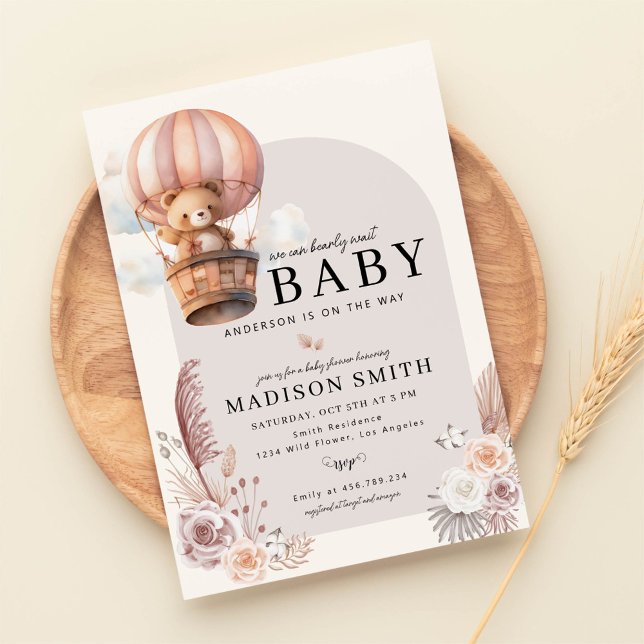 Boho We Can Bearly Wait Baby Shower Invitation (Creator Uploaded)