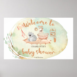 Boho We Can Bearly Wait Baby Shower Wellcome Sing  Poster