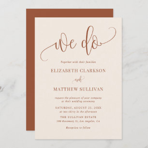 Boho We Do Modern Calligraphy Terracotta Wedding Invitation