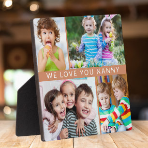 Boho We Love Nanny 4 Photo Collage Terracotta Plaque