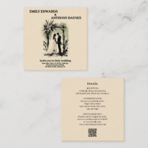 Boho Wedding Arch Invitation with Bride and Groom