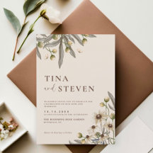 Boho Wedding Beige Botanical Invitation