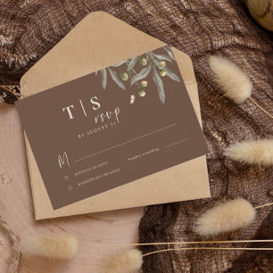 Boho Wedding Beige Botanical RSVP Card