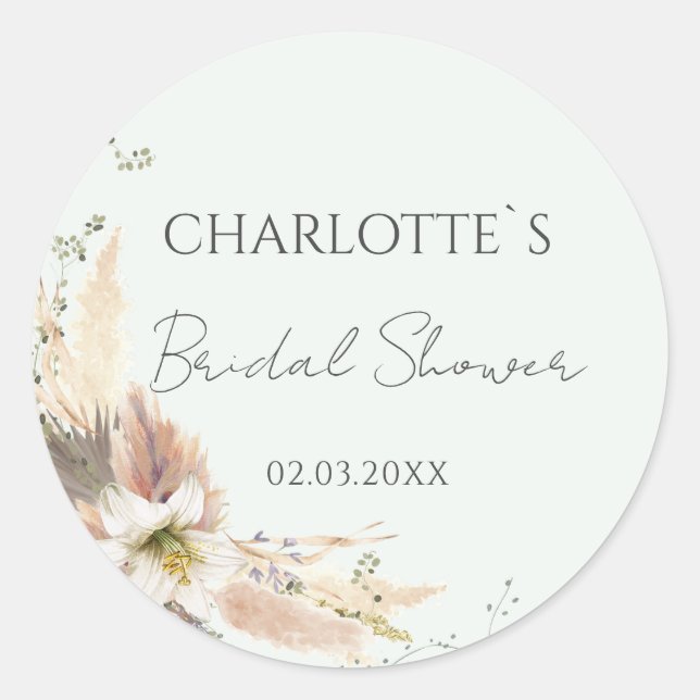 BOHO WEDDING BRIDAL SHOWER  CLASSIC ROUND STICKER (Front)