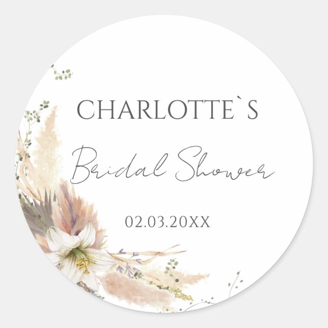 BOHO WEDDING BRIDAL SHOWER   CLASSIC ROUND STICKER (Front)