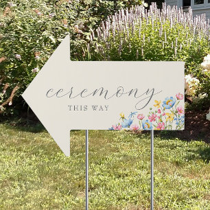 Boho Wedding Ceremony This Way Arrow Garden Sign
