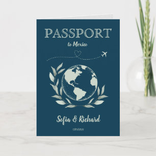 Boho Wedding Destination Passport Map QR Code Invitation