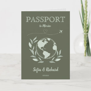 Boho Wedding Destination Passport Map QR Code Invitation