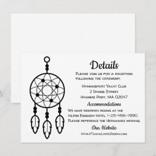 Boho Wedding Details Dreamcatcher Tribal Black Invitation